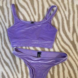 Purple velvet triangl bikini